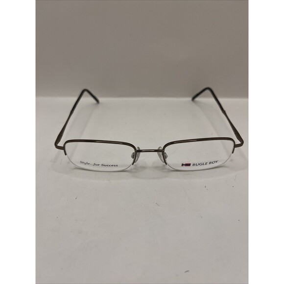 Bugle Boy Eyeglasses Eyewear 2002 Taupe HalfRim Demo Lens Brown 49-18-135 - Picture 2 of 7
